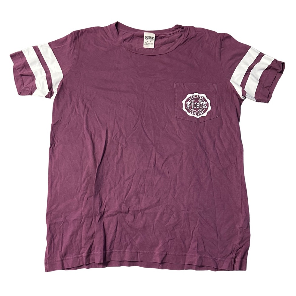 VS PINK | Purple Short Sleeve T-Shirt | Y2K 2010s Campus Style Retro